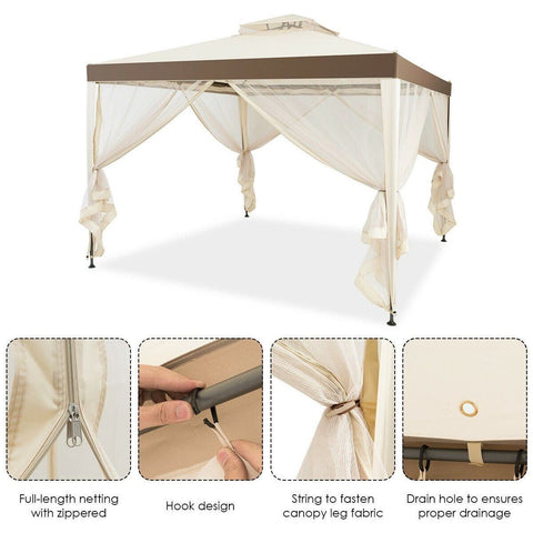 Costway Canopy Tent Canopy Gazebo Tent Shelter Garden Lawn Patio with Mosquito Netting by Costway