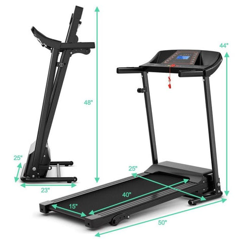 costway Fitness 1.0 HP Foldable Treadmill Electric Support Mobile Power by Costway