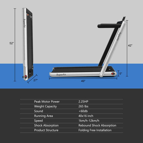 costway Fitness 2.25 HP 2-in-1 Folding Treadmill with Dual Display and App Control by Costway