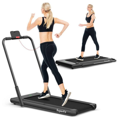 costway Fitness 2.25 HP 2-in-1 Folding Treadmill with Remote Control and LED Display by Costway 2.25 HP 2in1 Folding Treadmill with Remote Control LED Display Costway