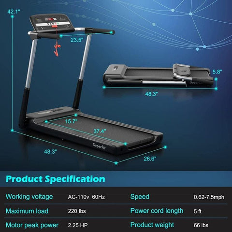 costway Fitness 2.25 HP Foldable Treadmill with APP Control and LED Display by Costway 781880212935 13294786