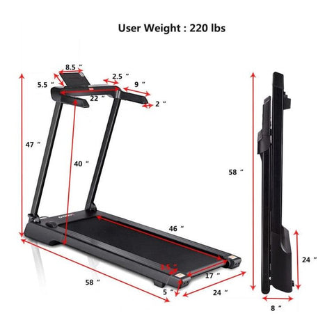 costway Fitness 2.25 HP Folding Electric Treadmill with LED Display by Costway 781880216667 18026573