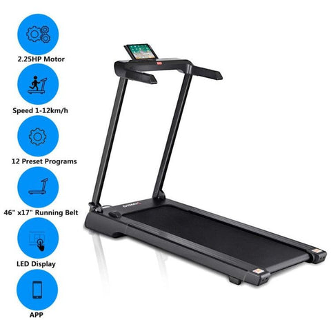 costway Fitness 2.25 HP Folding Electric Treadmill with LED Display by Costway 781880216667 18026573