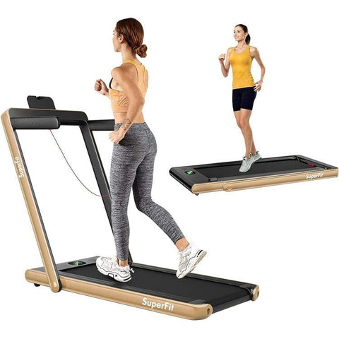 costway Fitness 2.25HP 2-in-1 Folding Treadmill with Bluetooth Speaker Remote Control by Costway