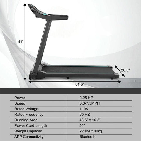 costway Fitness 2.25HP Electric Running Machine Treadmill with Speaker and APP Control by Costway 4.0HP Foldable Electric Treadmill LED Touch APP Connection Costway