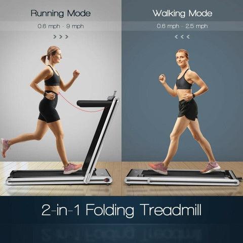 costway Fitness 2-in-1 Folding Treadmill with Dual LED Display by Costway