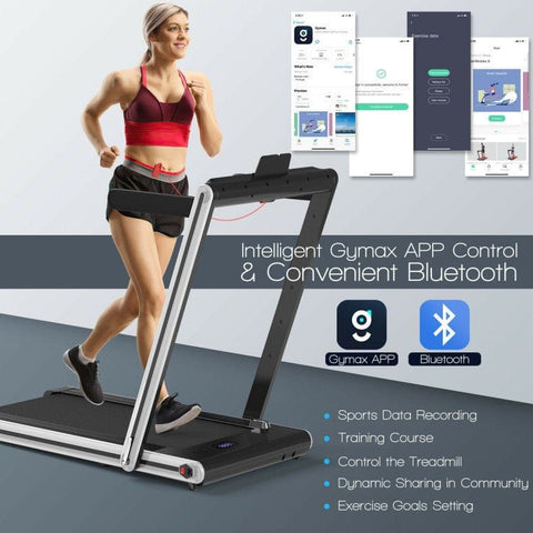 costway Fitness 2-in-1 Folding Treadmill with Dual LED Display by Costway