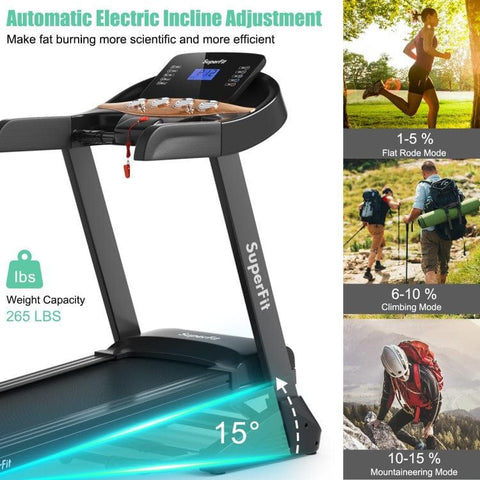 costway Fitness 3.75HP Electric Folding Treadmill with Auto Incline 12 Program APP Control by Costway 2.25HP Electric Folding Treadmill HD LED APP Control Speaker Costway