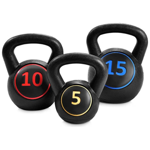 costway Fitness 3 Pieces 5 10 15lbs Kettlebell Weight Set by Costway 781880212225 65247910