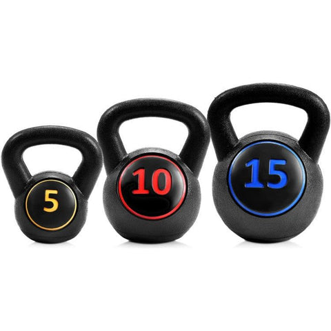 costway Fitness 3 Pieces 5 10 15lbs Kettlebell Weight Set by Costway 781880212225 65247910