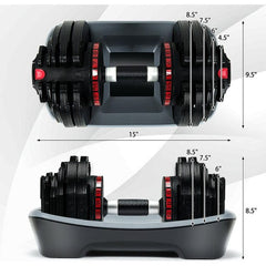 55 Lbs Adjustable Dumbbell with 18 Weights Storage Tray for Gym Home Office by Costway