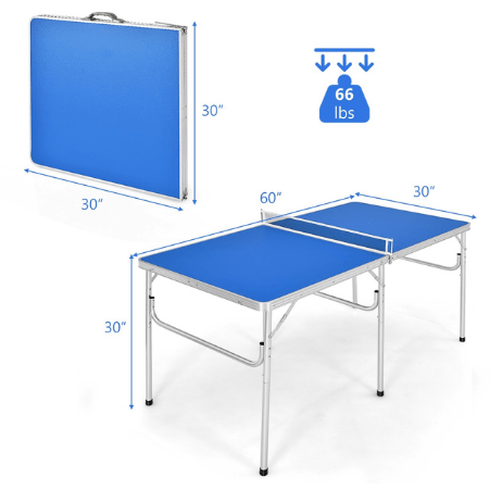 Costway Fitness 60 Inches Portable Tennis Ping Pong Folding Table with Accessories by Costway 60 Inches Portable Tennis Ping Pong Folding Table with Accessories Costway