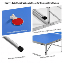 60 Inches Portable Tennis Ping Pong Folding Table with Accessories by Costway