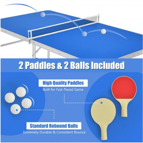 Costway Fitness 60 Inches Portable Tennis Ping Pong Folding Table with Accessories by Costway 60 Inches Portable Tennis Ping Pong Folding Table with Accessories Costway