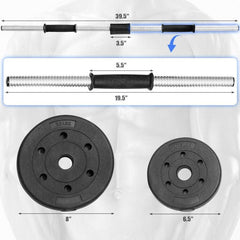 66 Lbs Fitness Dumbbell Weight Set with Adjustable Weight Plates and Handle by Costway