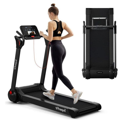 costway Fitness Black 2.25 HP Electric Motorized Folding Treadmill with LED Display by Costway 15460897-Black Electric Foldable Treadmill with LCD Display Heart Rate Sensor Costway