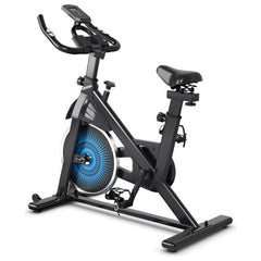 costway Fitness Blue Indoor Silent Belt Drive Adjustable Resistance Cycling Stationary Bike by Costway 781880212980 16520983-Blue