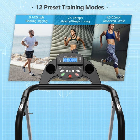 costway Fitness Compact Electric Folding Running Treadmill with 12 Preset Programs LED Monitor by Costway 2.25HP Folding Electric Motorized Power Treadmill Machine LCD Costway