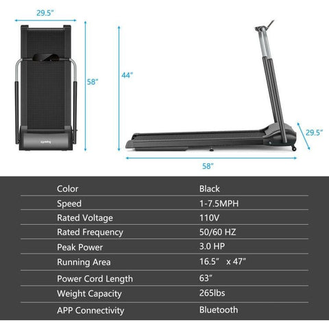 costway Fitness Compact Folding Treadmill with Touch Screen APP Control by Costway 781880212805 67904312