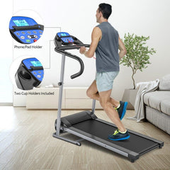 Electric Foldable Treadmill with LCD Display and Heart Rate Sensor by Costway