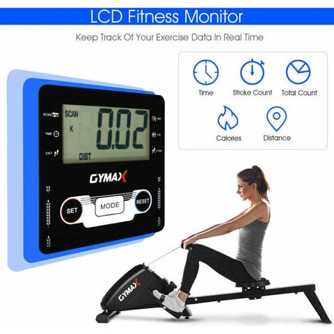 costway Fitness Foldable Magnetic Quiet Operated Fitness Rowing Machine with 10 Level Adjustable Resistance by Costway 781880214397 87693504 Foldable Magnetic Fitness Rowing Machine 10 Level Resistance Costway