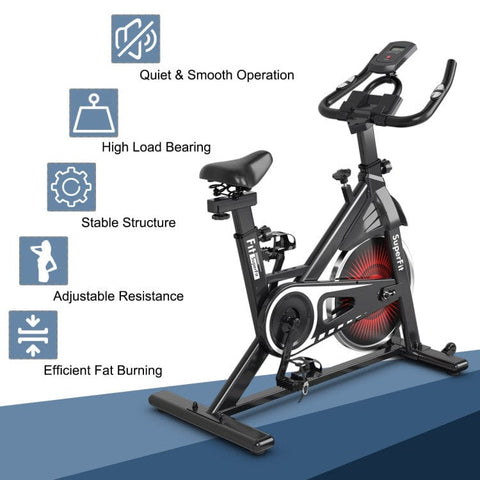 costway Fitness Indoor Silent Belt Drive Adjustable Resistance Cycling Stationary Bike by Costway