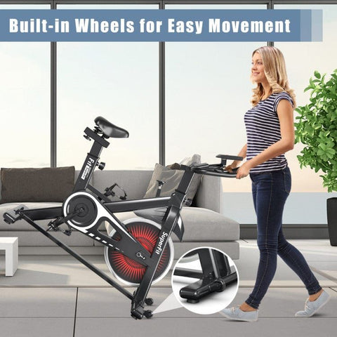 costway Fitness Indoor Silent Belt Drive Adjustable Resistance Cycling Stationary Bike by Costway Indoor Silent Belt Drive Resistance Cycling Stationary Bike Costway