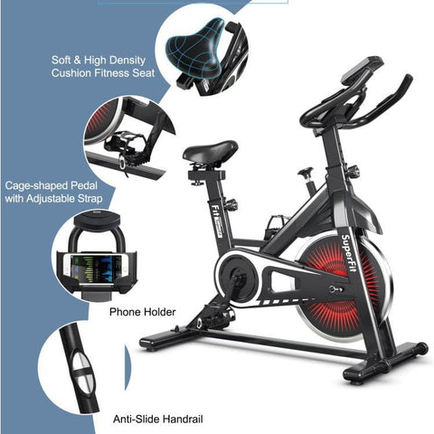 costway Fitness Indoor Silent Belt Drive Adjustable Resistance Cycling Stationary Bike by Costway Indoor Silent Belt Drive Resistance Cycling Stationary Bike Costway