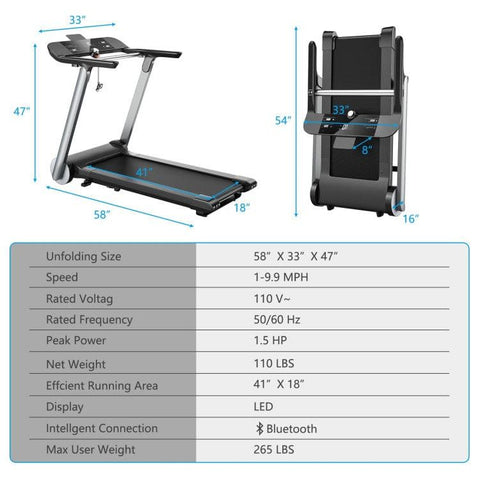 costway Fitness Italian Designed Folding Treadmill with Heart Rate Belt and Fatigue Button by Costway 781880212812 10867524 Italian Designed Folding Treadmill Heart Rate Belt Button Costway