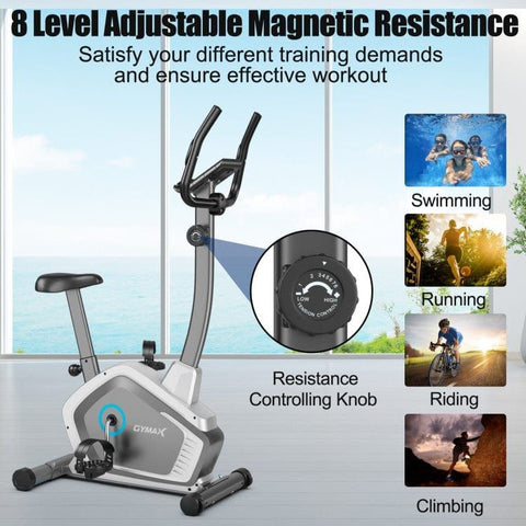 costway Fitness Magnetic Stationary Upright Cycling Bike with 8-Level Resistance by Costway 781880212478 60574891