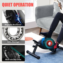 Portable Under Desk Bike Pedal Exerciser with Adjustable Magnetic Resistance by Costway