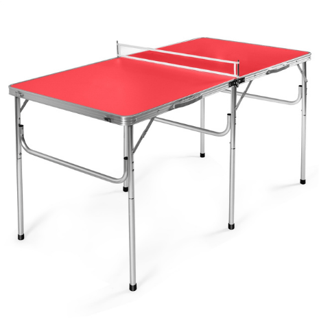 Costway Fitness red 60 Inches Portable Tennis Ping Pong Folding Table with Accessories by Costway 42603896 60 Inches Portable Tennis Ping Pong Folding Table with Accessories Costway