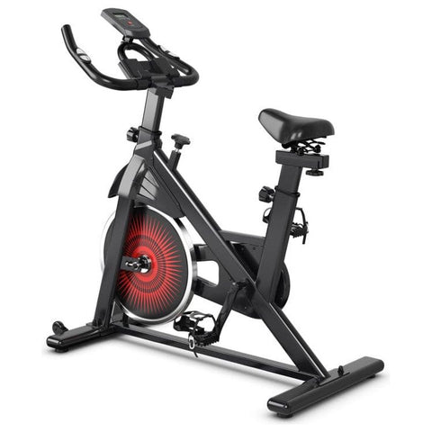 costway Fitness Red Indoor Silent Belt Drive Adjustable Resistance Cycling Stationary Bike by Costway