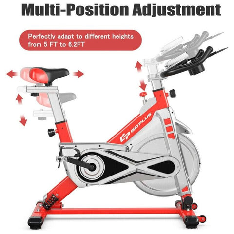 costway Fitness Stationary Silent Belt Adjustable Exercise Bike with Phone Holder and Electronic Display by Costway Stationary Silent Belt Exercise Bike PhoneHolder Electronic Costway