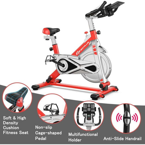 costway Fitness Stationary Silent Belt Adjustable Exercise Bike with Phone Holder and Electronic Display by Costway Stationary Silent Belt Exercise Bike PhoneHolder Electronic Costway