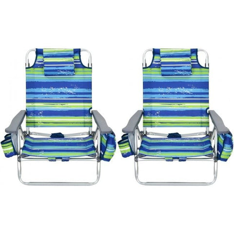 Costway Folding Chairs & Stools 2 Pieces Folding Backpack Beach Chair with Pillow by Costway 2 Pieces Folding Backpack Beach Chair with Pillow by Costway #84052631