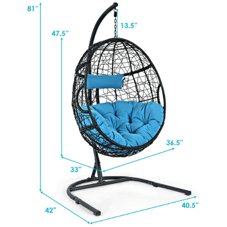 Costway Hammocks Hanging Cushioned Hammock Chair with Stand by Costway 64709532