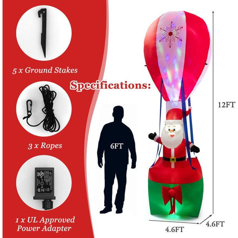 Costway Holiday Ornaments 12 Feet Inflatable Hot Air Balloon and Santa Claus Decoration by Costway 92605137 12 Feet Inflatable Hot Air Balloon and Santa Claus Decoration Costway