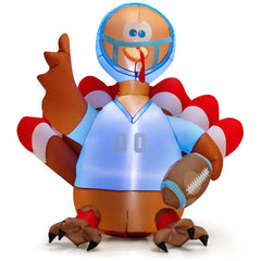 Costway Holiday Ornaments 5 Feet Inflatable Thanksgiving Turkey Football Player with Lights by Costway 16079458 5 Ft Inflatable Thanksgiving Turkey Football Player Lights by Costway