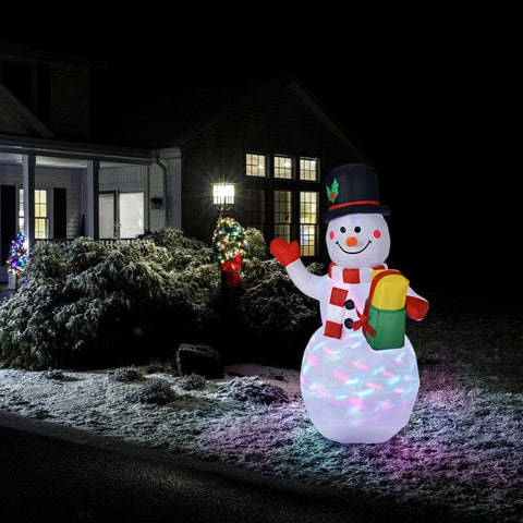Costway Holiday Ornaments 5 Feet Tall Snowman Inflatable Blow up Inflatable with Built-in Colorful LED Lights by Costway 54912376 5 Ft Tall Snowman Blow Inflatable Built-in Colorful LED Lights Costway