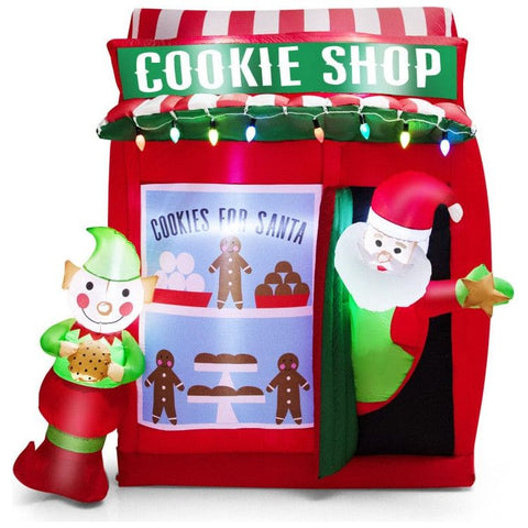 Costway Holiday Ornaments 6.3 Feet Inflatable Gingerbread Cookie Shop with Santa Claus by Costway 781880253907 85643201 6.3 Feet Inflatable Gingerbread Cookie Shop with Santa Claus Costway