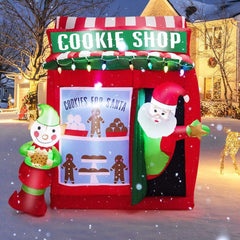 6.3 Feet Inflatable Gingerbread Cookie Shop with Santa Claus by Costway