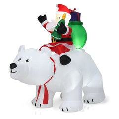 Costway Holiday Ornaments 6.5 Feet Christmas Inflatable Santa Riding Polar Bear with Shaking Head LED Lights by Costway 781880293804 91864327 6.5 Ft Christmas Inflatable Santa Riding Polar Bear Shaking Head LED Lights Costway