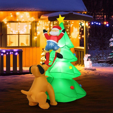 Costway Holiday Ornaments 6.5 Feet Outdoor Inflatable Christmas Tree Santa Decor with LED Lights by Costway 781880293774 41860532 6.5 Ft Outdoor Inflatable Christmas Tree Santa Decor LED Light Costway