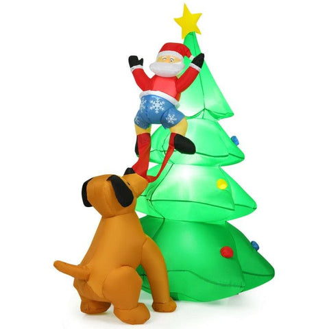 Costway Holiday Ornaments 6.5 Feet Outdoor Inflatable Christmas Tree Santa Decor with LED Lights by Costway 781880293774 41860532 6.5 Ft Outdoor Inflatable Christmas Tree Santa Decor LED Light Costway