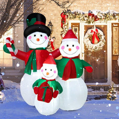 6.5'H Inflatable Christmas Snowman Family Decoration with LED Lights by Costway