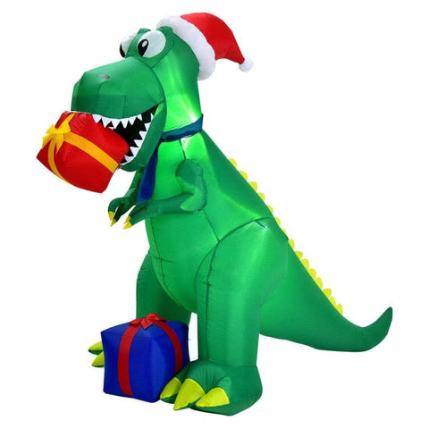 Costway Holiday Ornaments 6 Feet Christmas Inflatable Dinosaur for Indoor and Outdoor by Costway 63029457 6 Ft Tall Lighted Inflatable Christmas Santa Claus Snowman Costway