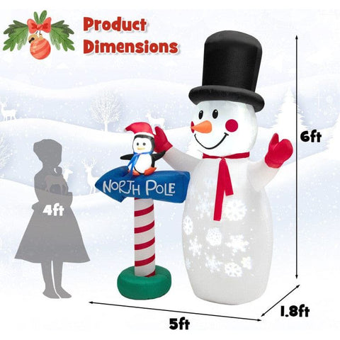 Costway Holiday Ornaments 6 Feet Inflatable Christmas Decoration with Built-in Snowflake Projector by Costway 56147398 6 Ft Inflatable Christmas Built-in Snowflake Projector Costway