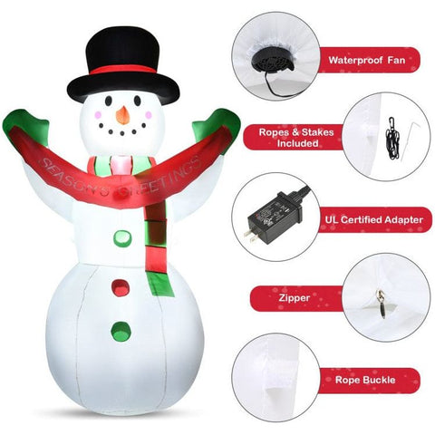 Costway Holiday Ornaments 6 Feet Inflatable Christmas Snowman with LED Lights Blow Up Outdoor Yard Decoration by Costway 41057839 6.5' Inflatable Christmas Snowman Family Decoration LED Lights Costway