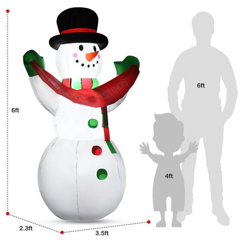 Costway Holiday Ornaments 6 Feet Inflatable Christmas Snowman with LED Lights Blow Up Outdoor Yard Decoration by Costway 41057839 6.5' Inflatable Christmas Snowman Family Decoration LED Lights Costway